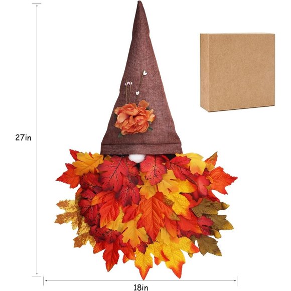 7 Inch Gnomes Fall Autumn Wreaths for Front Door - Picture 2 of 6